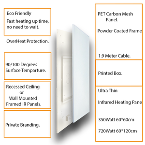 Hot Selling 720Watt Aluminium Framed IR Room Heater Recessed Infrared Remote Controlled Carbon Crystal Wire Energy Saving EU - Product Image 1