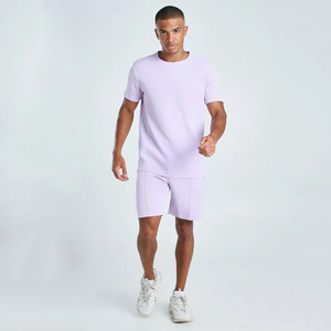 Vêtements de marque pour hommes Ensemble 2 pièces d'été T-shirt et short unis et respirants Formal Twin Sizing - Product Image 4