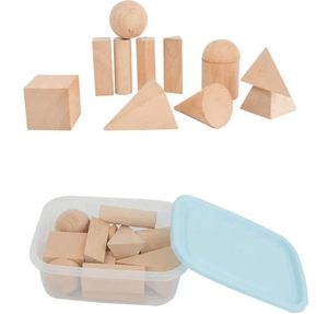 Ensemble de 10 solides géométriques en bois |   Jouet d'apprentissage Montessori en formes 3D |   Fournisseur direct d'usine - Product Image 3