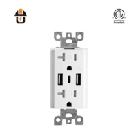 Stopkontak Dinding Dupleks Standar AS ETL Terdaftar 20A 125V 30W 2 USB-A 1 USB-C Pengisi Daya Cepat Tahan Gangguan