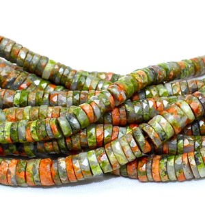 Cuentas de piedras preciosas con forma de neumático Heishi facetado de Unakita Natural para la fabricación de joyas hebras de cuentas de Unakita sueltas de 5-6mm a precio al por mayor - Product Image 5