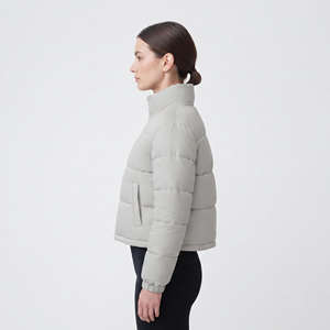 High Quality New Fashion Winter Women's Sheep Skin Knitted Bubble <b>Crop</b> Puffer <b>Jacket</b> Quick Dry Plus Size - Product Image 4