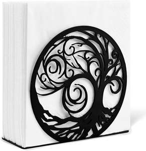 Servilletero de Metal Forjado a Mano con Acabado Negro, Estilo Americano, Multiusos para Decoración de Mesa de Comedor, Marca Chaman India - Product Image 1