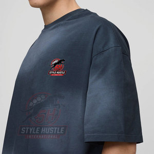 Créez votre propre t-shirt effet soleil délavé, col rond, t-shirt streetwear pour homme - Product Image 4