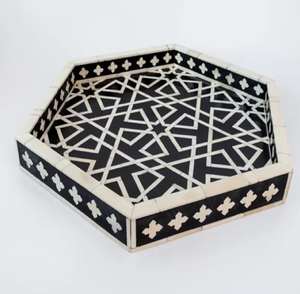 Plateau design boîte antique artisanale plateau multi-usage en incrustation d'os pour servir l'affichage et le stockage élégant fabriqué à la main en Inde - Product Image 6