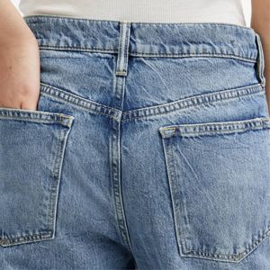 Pantalon en denim pour femmes Logo personnalisé de haute qualité 100% coton lavé droit ample jambe large taille haute jeans pour femmes de grande taille - Product Image 6