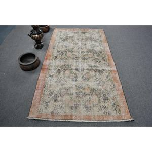 Vintage 3.7ft X 6.4ft tapis de laine turque Beige marron Patchwork Design technique de tissage plat pour les décorations de salon 4m Latex - Product Image 1