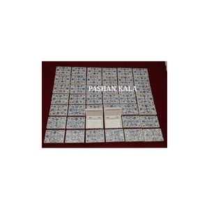 ม็อบสีฟ้าธรรมชาติทำด้วยมือกล่องหินอ่อนสีขาวฝังด้วยรูปทรงสี่เหลี่ยมผืนผ้าขัดเงาสำหรับงานแต่งงานดีไซน์สร้างสรรค์ - Product Image 1