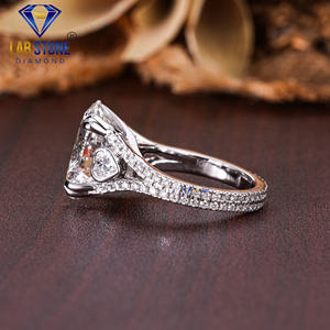 Lab-Stone Party Wear Bague en diamant 10.872 TDW Diamant taille ovale et ronde Or blanc 18kt Couleur EF-VS - Product Image 3