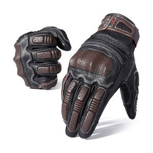 Gants de moto légers pour hommes en cuir de vachette respirants, écologiques, compatibles écran tactile, pour cyclisme, ski, séchage rapide, teinture unie - Product Image 1
