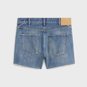 Mini short taille basse pour femme avec couture brute Jeans en denim Short ample en coton pour femme - Product Image 2