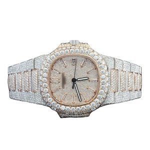 Montre pour homme en acier inoxydable de luxe, style hip-hop, mécanique, avec moissanite, résistante à l'eau jusqu'à 20 m - Product Image 1