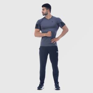 T-shirt Speed Fit Slim Fit 100% polyester tricoté 200 grammes teint uni avec impression sérigraphiée gris exercice - Product Image 4