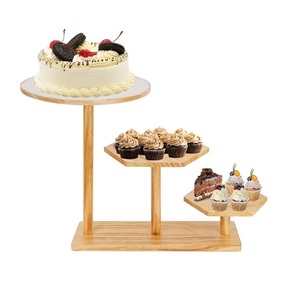 <b>Kitchen</b> <b>Accessories</b> Wooden Cake Stand With Lid 2 in 1 Multi-functional Round Display <b>Set</b> Candy Dessert Plate - Product Image 5