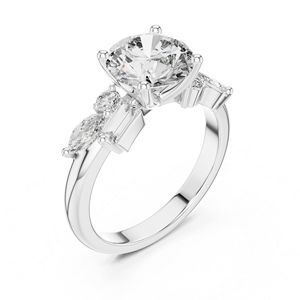 แหวนหมั้นเพชรทรงมาร์ควิส ทรงบัค และทรงกลม ทองคำ 14K สำหรับผู้หญิง |   เพชรที่เพาะเลี้ยงใหม่ - Product Image 6