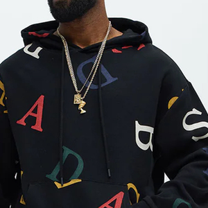 Sweat à capuche de haute qualité, pull-over imprimé, streetwear tendance / respirant, sweat à capuche imprimé lettres, logo personnalisé en gros pour hommes 2026 - Product Image 5