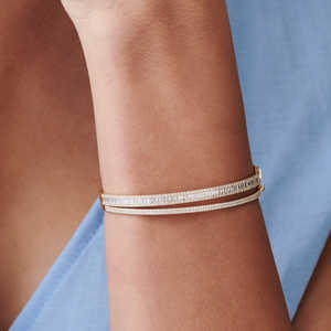 Full Stone High 14k Yellow and <b>White</b> <b>Gold</b> Baguette and Round Cut Lab Grown Diamond Jewelry Fancy Designer Wear Diamond Bangles - Product Image 3