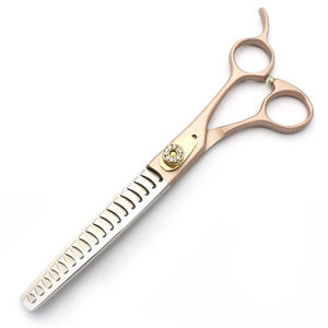 Kit de tijeras de aseo profesional para mascotas de oro rosa, tijeras de adelgazamiento, acero inoxidable 440C de 7,0 pulgadas - Product Image 1
