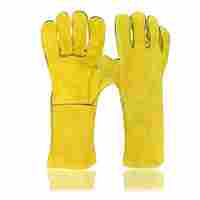 Guantes de soldadura de cuero de vaca, para jardinería, estufa de madera, resistentes al calor, diseño OEM de la mejor calidad