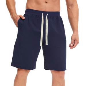 Pantalones cortos atléticos de algodón para hombre, pantalones cortos para correr en el gimnasio de entrenamiento de 7 pulgadas, Jogger de cintura elástica con cordón ligero - Product Image 4