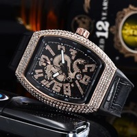 Fenyi vente en gros mode décontracté classique diamant Dragon motif en forme de baril calendrier en cuir montre à Quartz pour hommes