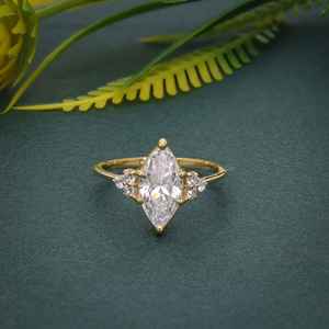 Oferta especial Marquise Cut IGI Certified VVS Lab Grown Diamond Chapado en oro 925 Anillo de compromiso de racimo de plata para mujeres Regalos - Product Image 6
