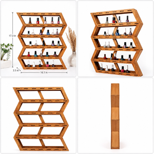 Wooden Polygon Nail Polish Rack <b>Tabletop</b> 5 Tier <b>Storage</b> Organizer Modern Design Space Saving For Behind Doors Or <b>Tabletop</b> - Product Image 5