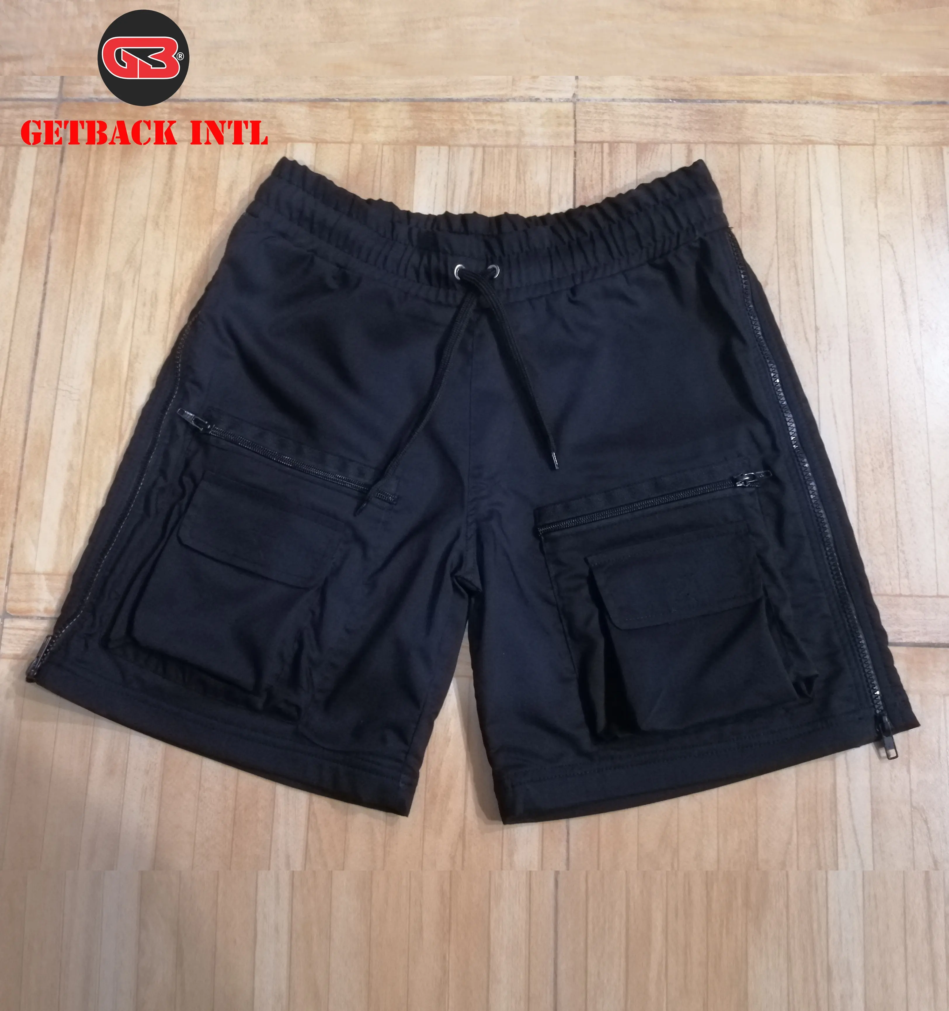 Wholesale Custom Style Side Zippers Unisex Cargo Shorts Polyester Mens Casual 5 Pockets Shorts Cargo Women Soft Casual 4 Pockets