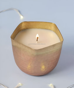 Customized Design Hexagon Shape Hammered Wholesale Metal Candle - Product Image 4