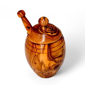 Pot à miel en bois fait main personnalisable pour une utilisation en cuisine, offrant un look rustique et charmant pour servir le miel au quotidien - Product Image 5
