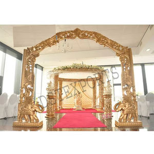 Impressionnant mariage Golden Fiber Mandap mariage indien Mandap fabricants Elephant Base Shaadi Mandap - Product Image 1