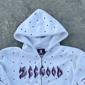 เสื้อฮู้ดดี้ปักไหล่โอเวอร์ไซส์สำหรับผู้ชาย, เสื้อสวมหัวผ้าฝ้ายออร์แกนิกไซส์ใหญ่พิเศษ100% - Product Image 2