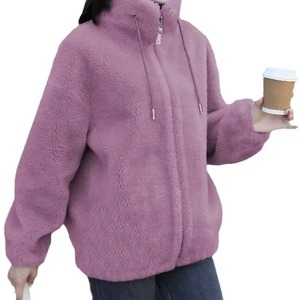 <b>Women's</b> Seven-Color Cardigan Sweater New Style Thickened Double-Sided <b>Velvet</b> <b>Jacket</b> Hood High Zipper Breathable Front - Product Image 1