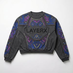 Women Y2K Punk Style <b>Crop</b> Top 3D Print Embroidered Rhinestone Eco-Friendly Breathable Winter <b>Long</b> <b>Sleeve</b> O-Neck Casual - Product Image 2