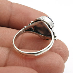 Natural <b>Lapis</b> <b>Lazuli</b> Gemstone 925 Sterling Silver Oval Shape Hippie <b>Ring</b> Custom Order Design Jewelry Manufacturer India Exporter - Product Image 5