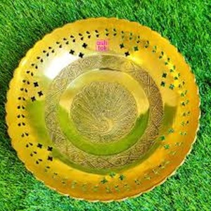 Plato de fruta decorativo con logotipo personalizado, cuenco de viaje pulido ecológico, cuenco de servicio de Metal dorado martillado sostenible, cobre - Product Image 1