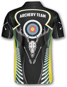 Polo de tir à l'arc universitaire en maille de sport Maillot de tir à l'arc Streetwear en coton graphique Chemise de tir à l'arc à manches courtes - Product Image 3
