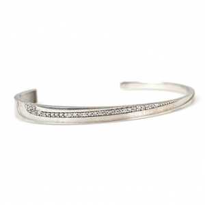 925 Sterling <b>Silver</b> Double Lining <b>Bracelet</b> with White Stone Fashionable <b>Bangles</b> - Product Image 4