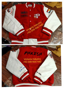 Nouvelle veste universitaire respirante et imperméable en laine avec manches en cuir, patchs en chenille de peau de vache, style universitaire, fermeture éclair, saison hivernale - Product Image 6