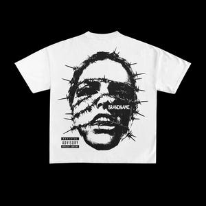 Camisetas de hombre con cuello redondo, estampadas, 100% algodón, personalizadas, de moda, holgadas y transpirables. - Product Image 1