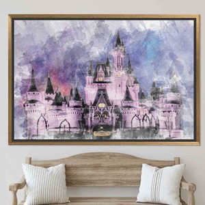 Lienzo Impreso: Arte Moderno de Pared con Diseño del Castillo de Cenicienta de Disney, Lienzo con Marco Dorado - Product Image 1