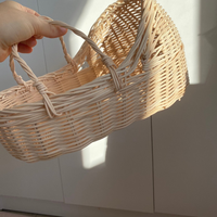 Panier pour poupée en rotin naturel tissé à la main, panier de rangement pour la crèche, panier de décoration pour la maison