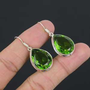 Pendientes de Plata de Ley con Peridoto en Forma de Pera Hechos a Mano, Joyería de Piedra Natal de Agosto para Mujer, Regalo al por Mayor - Product Image 3