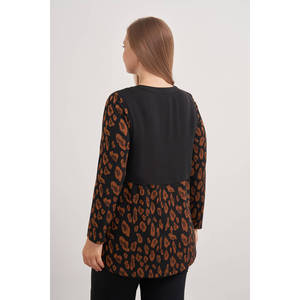 Blusa de Punto con Estampado de Leopardo para Mujer, Estilo Vintage, con Encaje, Informal - Product Image 6