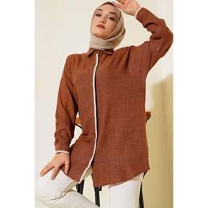 Chemise brodée détaillée Marron - Product Image 1