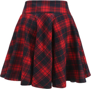 Mini-jupe d'hiver pour femme en tissu écossais, plissée, coupe trapèze, avec taille élastique chaude en laine - Product Image 2