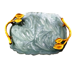 Bandeja de Servicio de Resina Epoxi DIY Más Vendida, Asa de Hoja de Oro, Color Personalizable, Certificación EPCH, Acabado Natural para Hoteles - Product Image 3