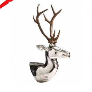 Sculpture décorative de tête de cerf finie par argent pour le décor à la maison d'hôtel et de restaurant - Product Image 3