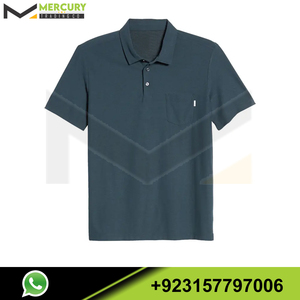 Camisa Polo de Algodón de Color Sólido para Hombre, Manga Corta, Casual, Transpirable, con Bolsillo, Corte Regular, Tejido Oxford - Product Image 4