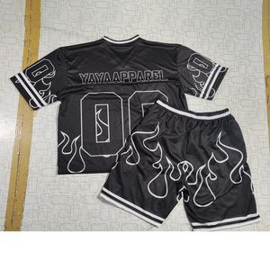 Camisetas de fútbol americano con logotipo bordado sublimado, camisetas de fútbol de malla cuadrada de poliéster personalizadas - Product Image 4